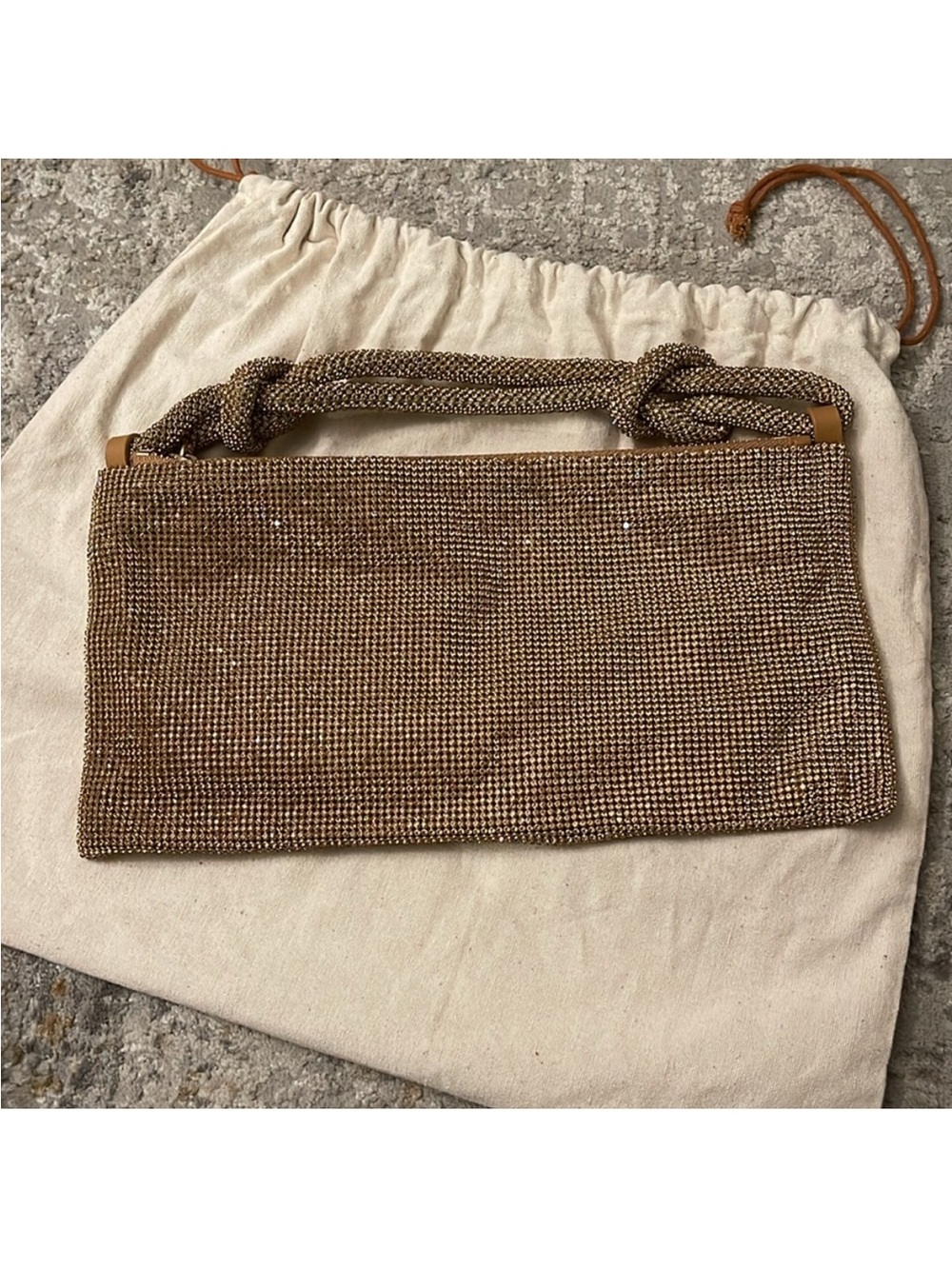 cult gaia Gold Crystal-Embellished Knotted Shoulder Hobo - Picture 6 of 7